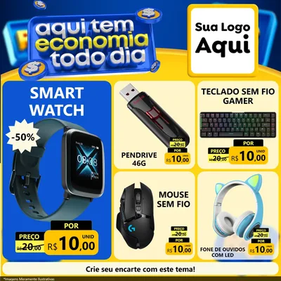 Modelo de Rede Social para Feed Facebook com o tema Aqui Tem Economia Todo Dia para Informática