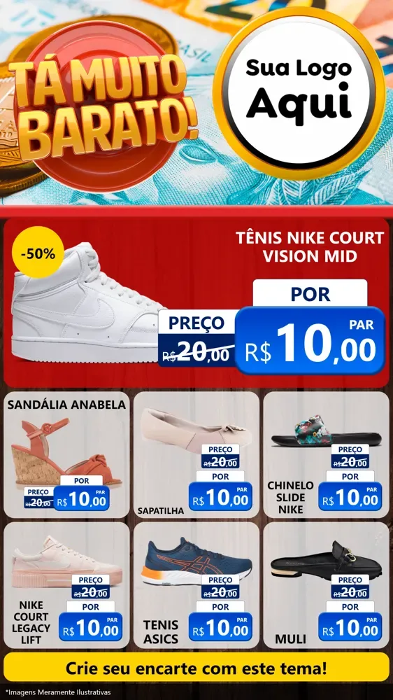 Modelo de Rede Social para Stories com o tema Está Muito Barato para Calçados