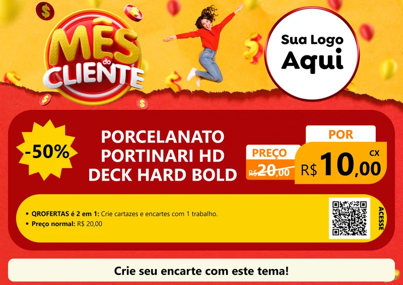 Modelo de Cartaz para Cartaz A4 Horizontal com o tema Mês do Cliente para Pisos e revestimentos