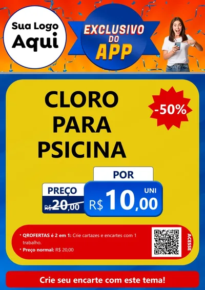 Modelo de Cartaz para Cartaz A4 Vertical com o tema Exclusivo do Aplicativo para Produtos para Piscina