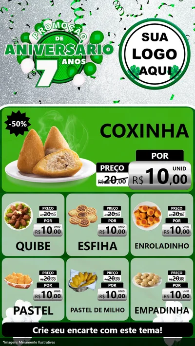 Modelo de Rede Social para Stories com o tema Promoção de Aniversário - 7 Anos para Salgadaria