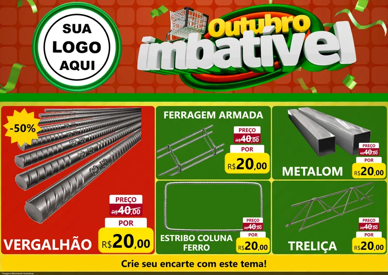 Modelo de Encarte para Encarte A4 Horizontal com o tema Outubro Imbatível para Ferragens