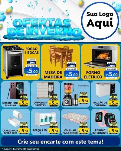 Modelo de Rede Social para Feed Instagram com o tema Ofertas de Inverno para Móveis e Eletro