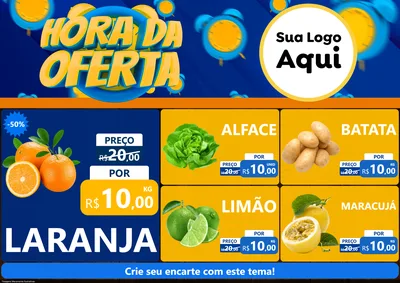 Modelo de Encarte para Encarte A4 Horizontal com o tema Hora da Oferta para Hortifrúti