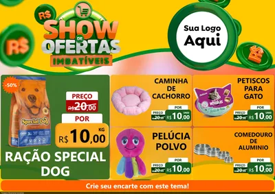 Modelo de Encarte para Encarte A4 Horizontal com o tema Show de Ofertas Imbatíveis para Pet Shop