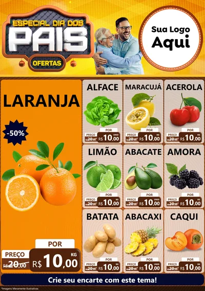 Modelo de Encarte para Encarte A4 Vertical com o tema Especial Dia dos Pais para Hortifrúti