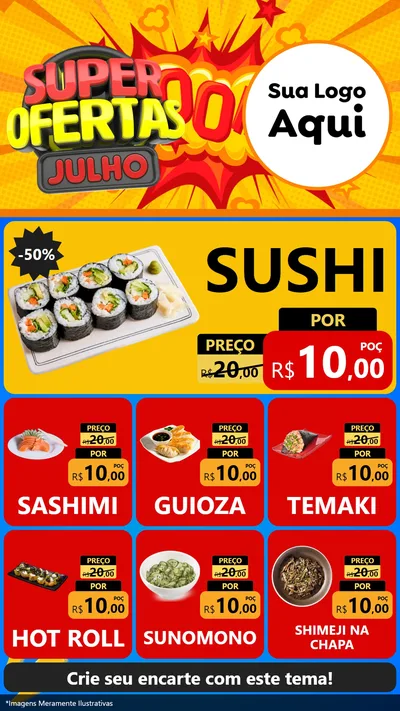 Modelo de Rede Social para Stories com o tema Super Ofertas Julho para Comida japonesa