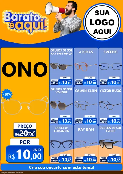 Modelo de Encarte para Encarte A4 Vertical com o tema Barato é aqui para Óticas