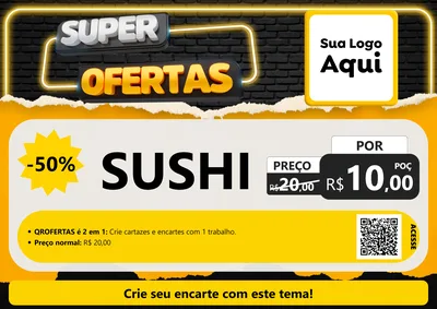 Modelo de Cartaz para Cartaz A4 Horizontal com o tema Super Ofertas para Comida japonesa