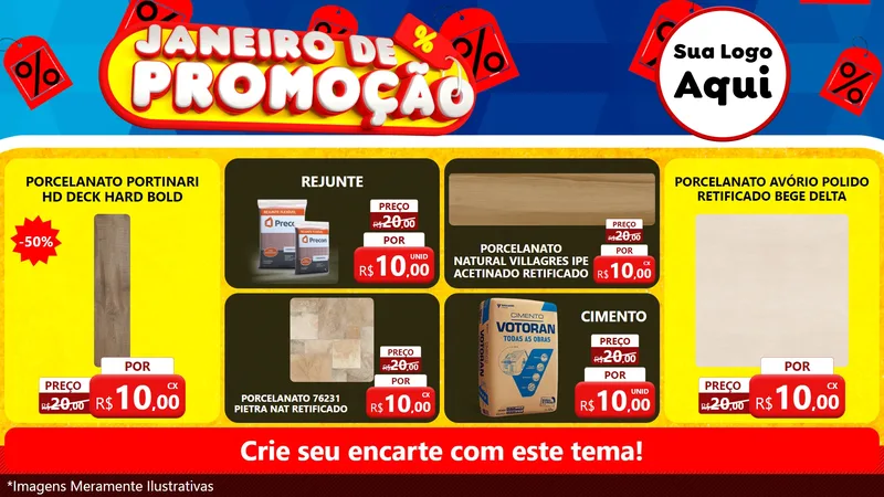 Modelo de TV para TV Horizontal com o tema Janeiro de Promoção para Pisos e revestimentos