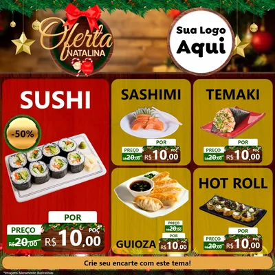 Modelo de Rede Social para Feed Facebook com o tema Ofertas Natalina para Comida japonesa