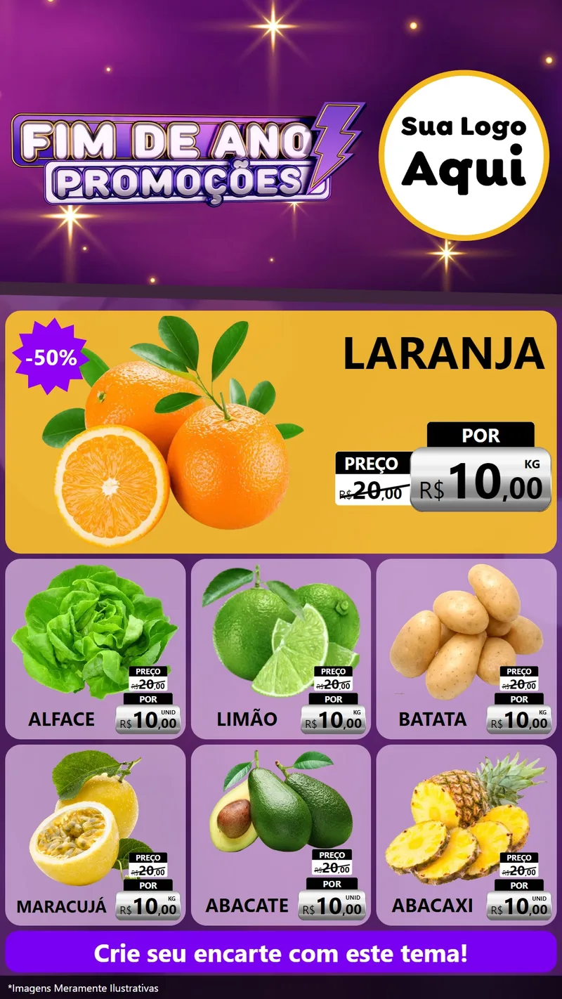 Modelo de Rede Social para Stories com o tema Fim de Ano Promoções para Hortifrúti