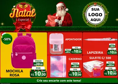 Modelo de Encarte para Encarte A4 Horizontal com o tema Natal Especial para Papelaria