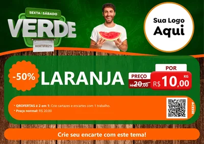 Modelo de Cartaz para Cartaz A4 Horizontal com o tema Sexta e Sábado Verde - Hortifruti para Hortifrúti