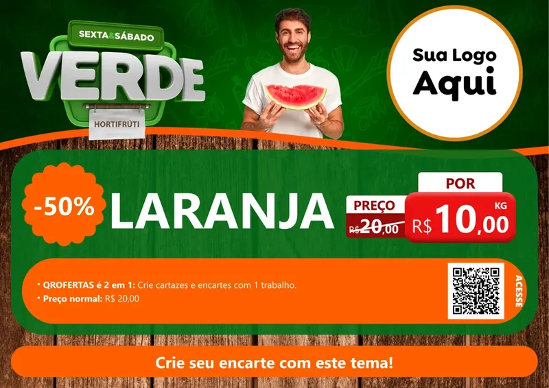 Modelo de Cartaz para Cartaz A4 Horizontal com o tema Sexta e Sábado Verde - Hortifruti para Hortifrúti