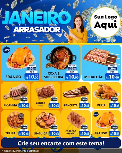 Modelo de Rede Social para Feed Instagram com o tema Janeiro Arrasador para Assados