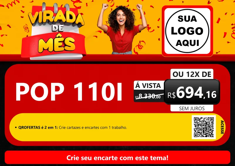 Modelo de Cartaz para Cartaz A4 Horizontal com o tema Virada de Mês para Concessionaria de Motos