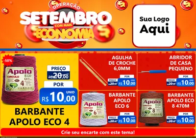 Modelo de Encarte para Encarte A4 Horizontal com o tema Operação Setembro Com Muita Economia para Armarinho e Aviamentos