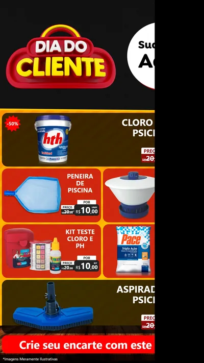 Modelo de TV para TV Vertical com o tema Dia do Cliente para Produtos para Piscina