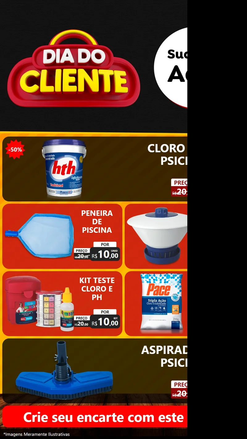 Modelo de TV para TV Vertical com o tema Dia do Cliente para Produtos para Piscina