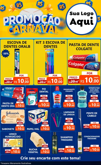 Modelo de Encarte para Encarte Grande com o tema Promoção de Carnaval para Higiene Pessoal