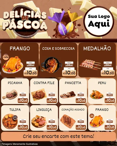 Modelo de Rede Social para Feed Instagram com o tema Delícias de Páscoa para Assados