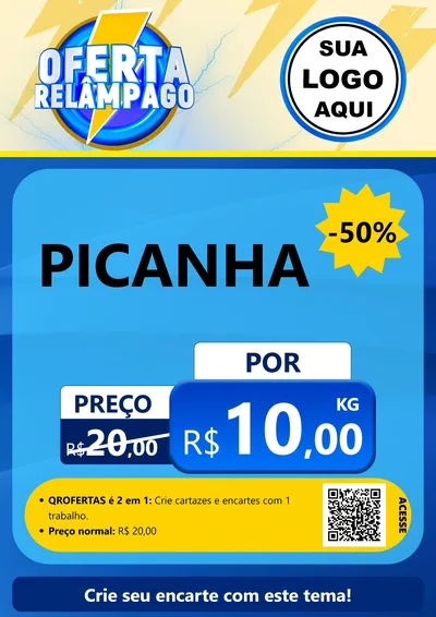 Modelo de Cartaz para Cartaz A4 Vertical com o tema Oferta Relâmpago para Açougue