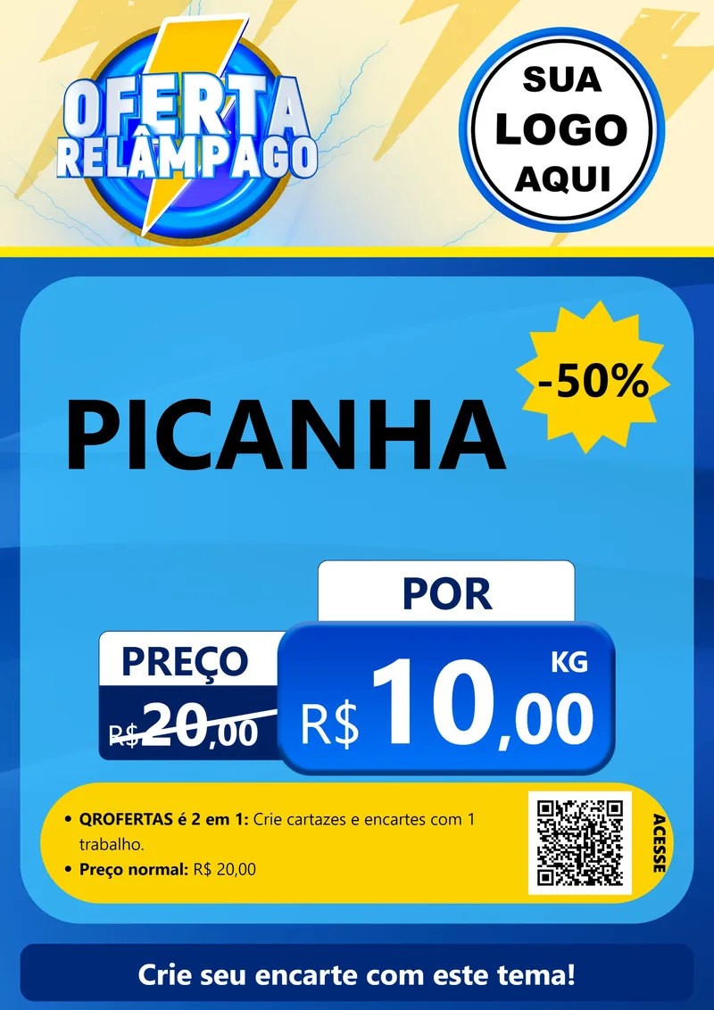 Modelo de Cartaz para Cartaz A4 Vertical com o tema Oferta Relâmpago para Açougue