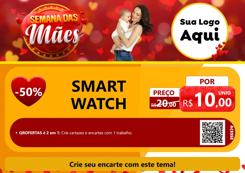 Modelo de Cartaz para Cartaz A4 Horizontal com o tema Semana das Mães para Informática