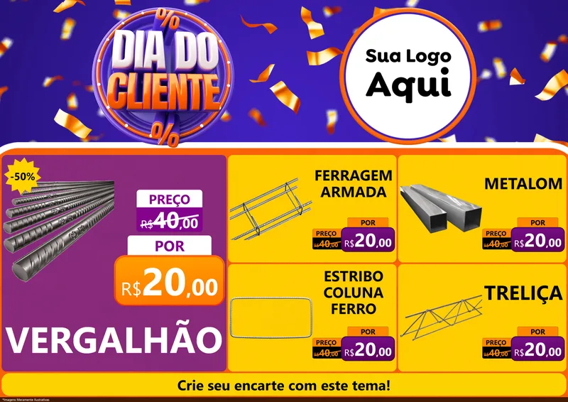 Modelo de Encarte para Encarte A4 Horizontal com o tema Dia do Cliente para Ferragens