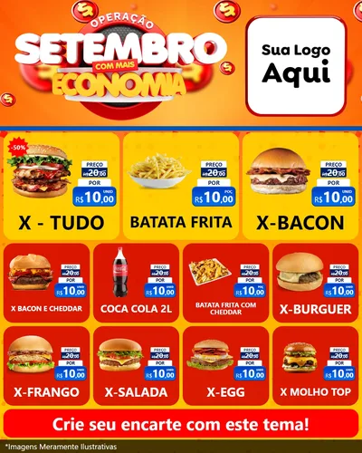 Modelo de Rede Social para Feed Instagram com o tema Operação Setembro Com Muita Economia para Hamburgueria