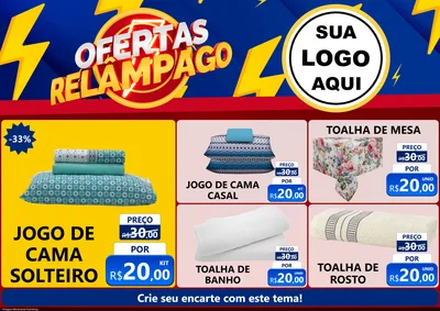 Modelo de Encarte para Encarte A4 Horizontal com o tema Ofertas Relâmpago para Cama, Mesa e Banho
