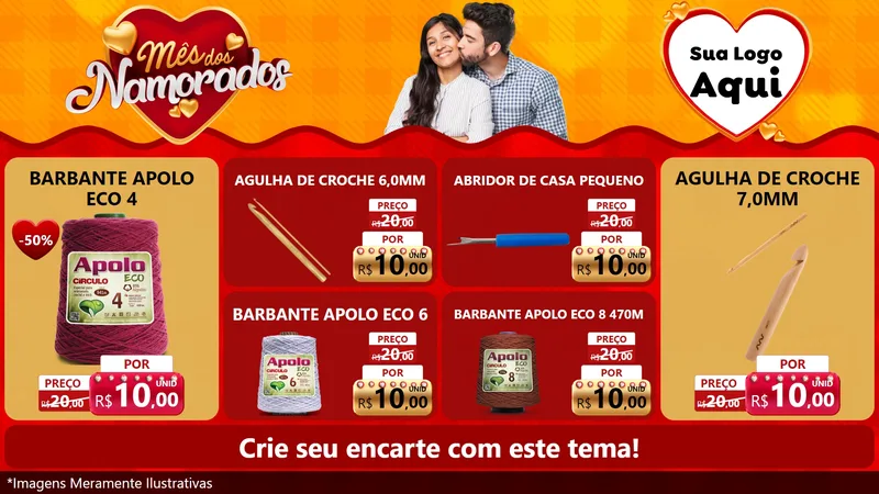Modelo de TV para TV Horizontal com o tema Mês dos Namorados para Armarinho e Aviamentos