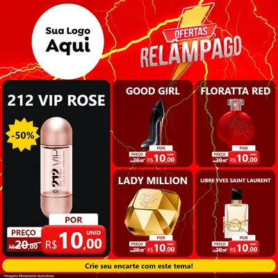 Modelo de Rede Social para Feed Facebook com o tema Ofertas Relâmpago para Perfumes