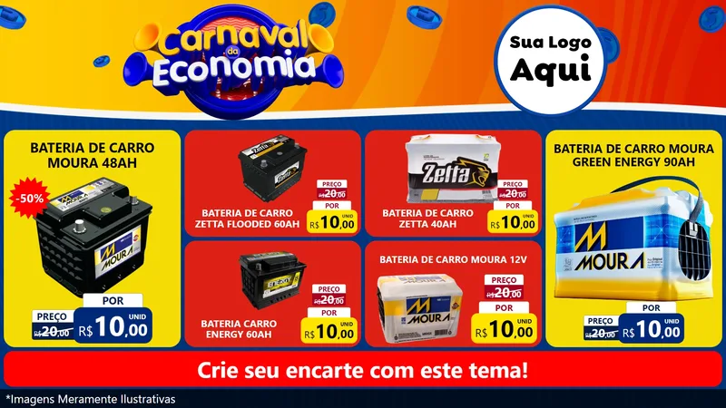 Modelo de TV para TV Horizontal com o tema Carnaval da Economia para Baterias Elétricas