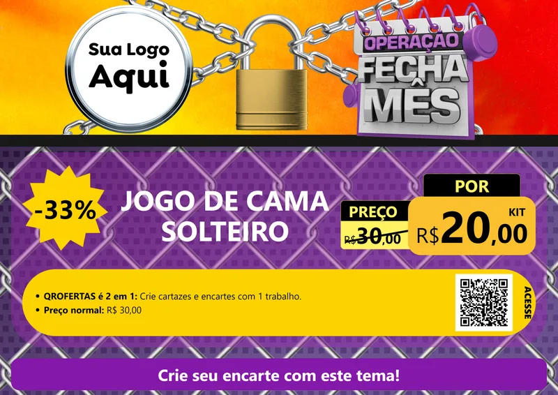 Modelo de Cartaz para Cartaz A4 Horizontal com o tema Operação Fecha Mês para Cama, Mesa e Banho