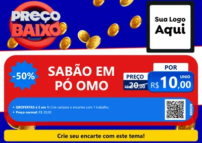 Modelo de Cartaz para Cartaz A4 Horizontal com o tema Preço Baixo para Produtos de Limpeza