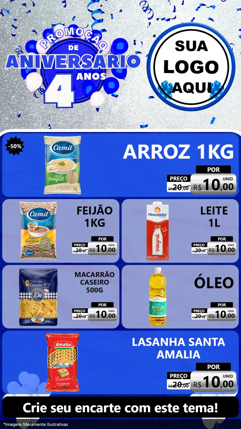 Modelo de TV para TV Vertical com o tema Promoção de Aniversário - 4 Anos para Supermercado