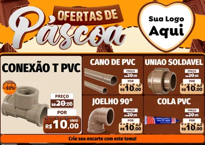 Modelo de Encarte para Encarte A4 Horizontal com o tema Ofertas de Páscoa para Tubos e conexões