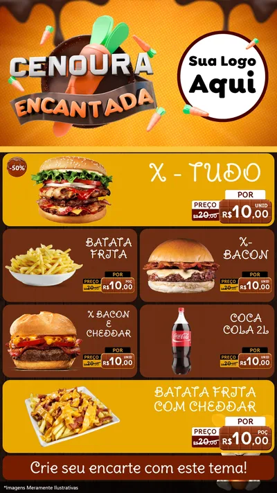 Modelo de TV para TV Vertical com o tema Cenoura Encantada - Páscoa para Hamburgueria