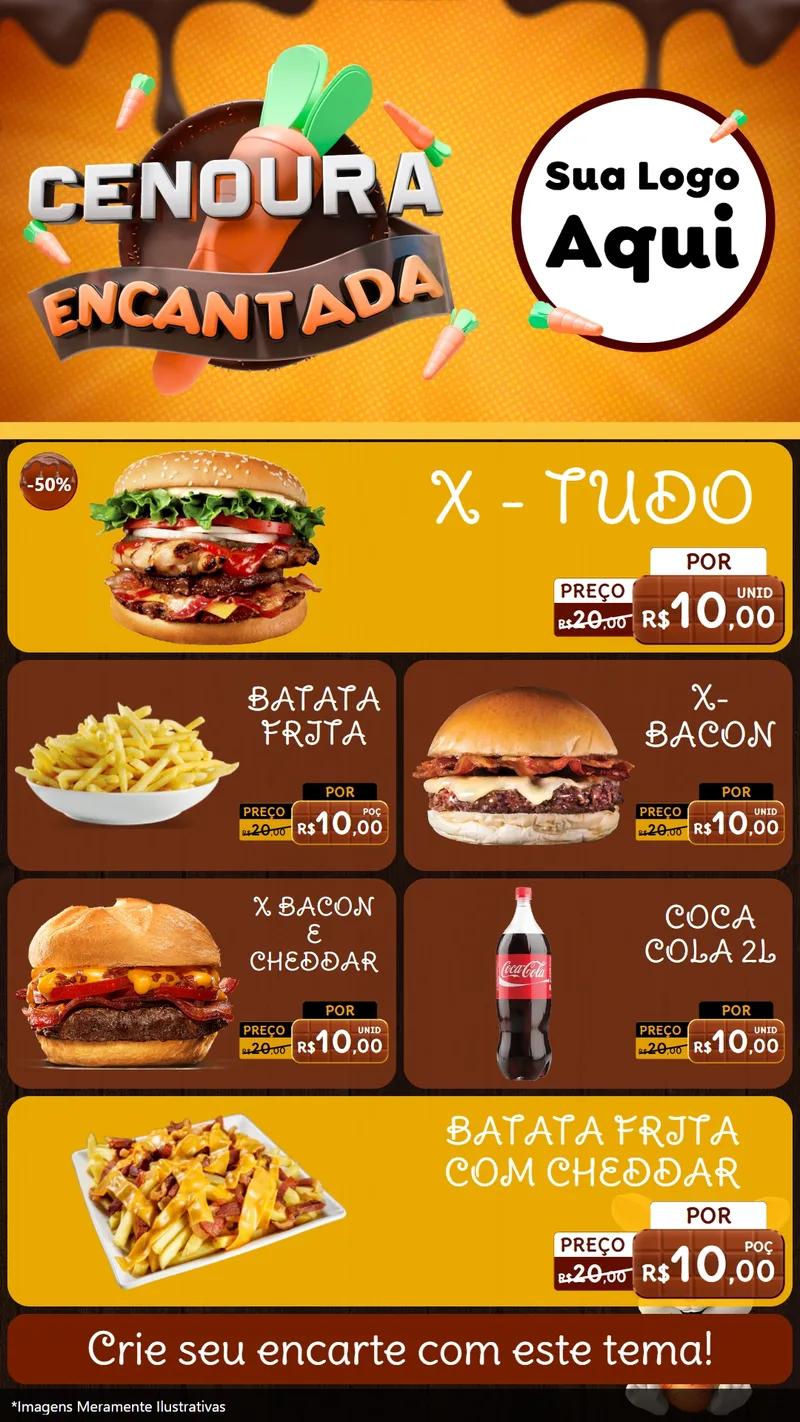 Modelo de TV para TV Vertical com o tema Cenoura Encantada - Páscoa para Hamburgueria