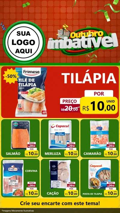 Modelo de Rede Social para Stories com o tema Outubro Imbatível para Peixaria