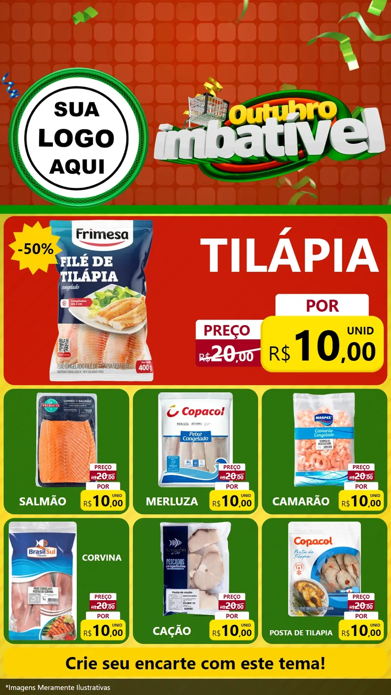 Modelo de Rede Social para Stories com o tema Outubro Imbatível para Peixaria