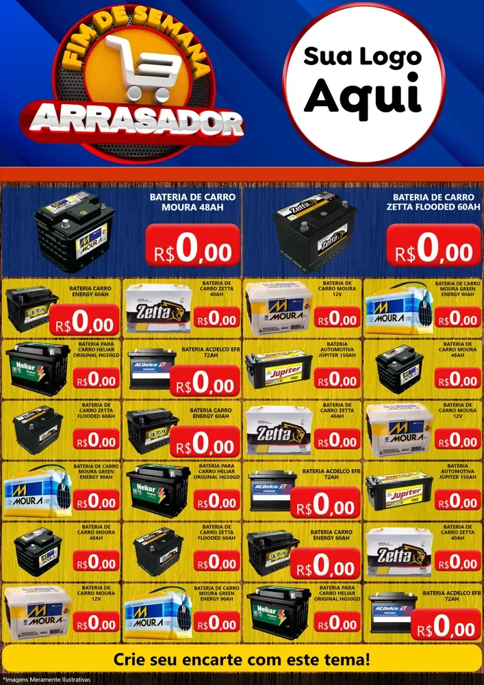 Modelo de Encarte para Encarte A4 Vertical com o tema Fim De Semana Arrasador para Baterias Elétricas