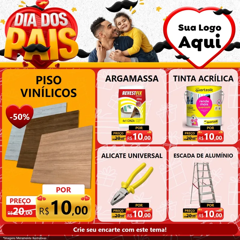Modelo de Rede Social para Feed Facebook com o tema Dia dos Pais para Material para Construção