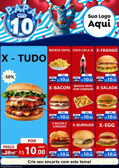 Modelo de Encarte para Encarte A4 Vertical com o tema Papai Nota 10 para Hamburgueria