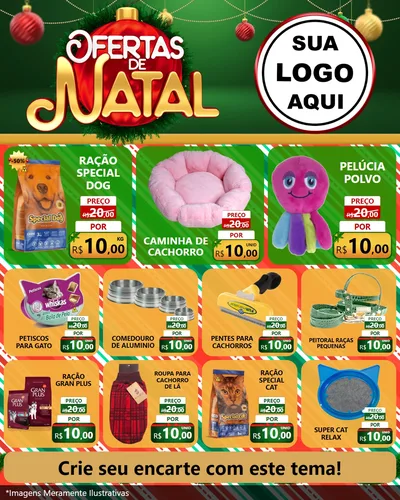 Modelo de Rede Social para Feed Instagram com o tema Ofertas de Natal para Pet Shop