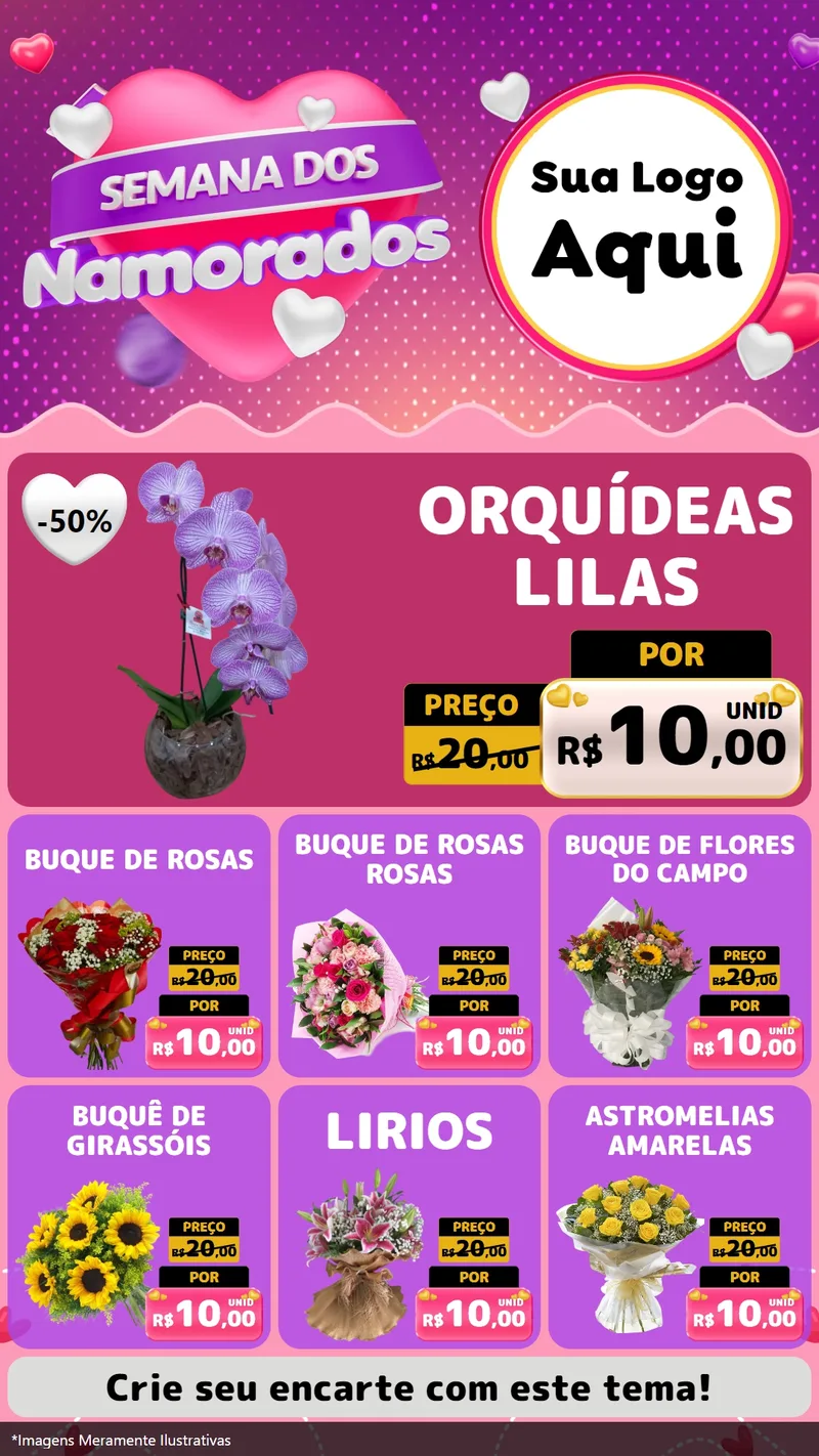 Modelo de Rede Social para Stories com o tema Semana dos Namorados para Floricultura e jardim