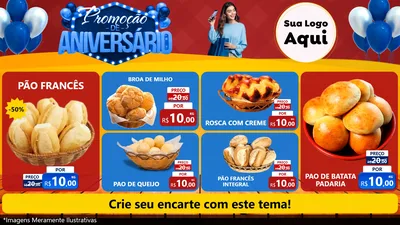 Modelo de TV para TV Horizontal com o tema Promoção de Aniversário para Padaria