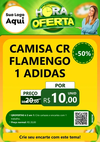 Modelo de Cartaz para Cartaz A4 Vertical com o tema Hora da Oferta para Roupas e acessórios